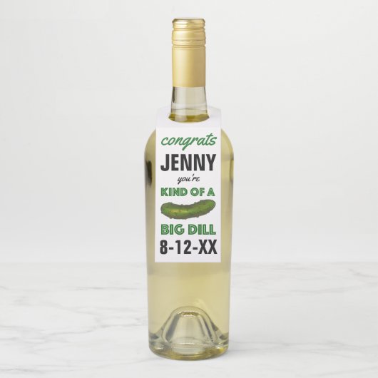大きなディル(ディール)のグリーンの漬物おめでとうの一種 ボトルネックタグ (ボトル)