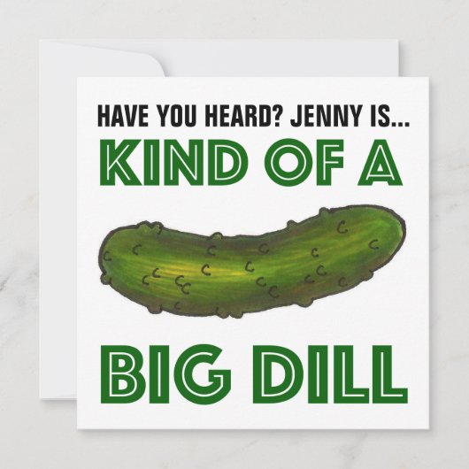 大きなディル(ディール)のグリーン・ピックルの卒業式の種類 招待状 (正面)