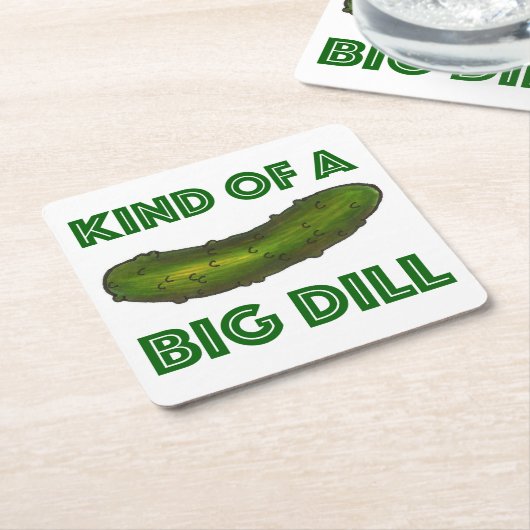 大きなディル（ディール）グリーンピックルグルメの種類 スクエアペーパーコースター (アングル)