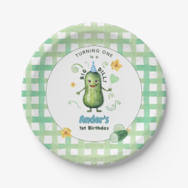 大きなディル・ピクルス 1歳の誕生日 ブルー ペーパープレート
