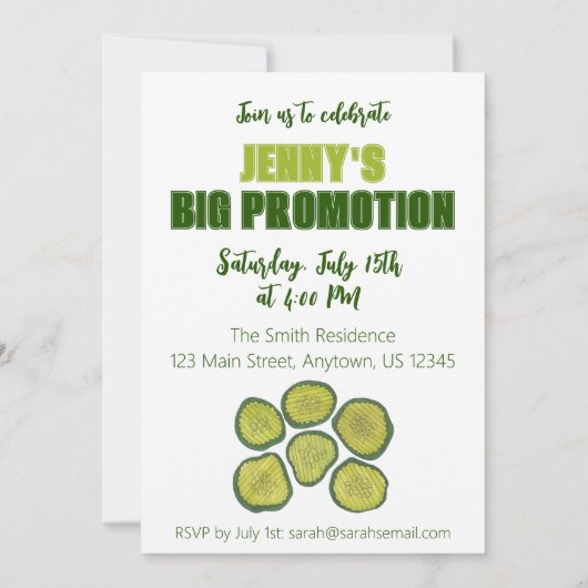 大きなディールの種類のグリーンピックチップおめでとう 招待状 (裏面)