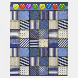 大きなデニムパッチワーク画像 フリースブランケット