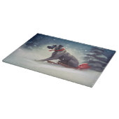 大きなデーンのクリスマスの雪の冬 カッティングボード (角)