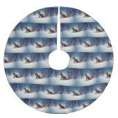 大きなデーンのクリスマスの雪の冬 ブラッシュドポリエステルツリースカート (正面)