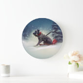 大きなデーンのクリスマスの雪の冬 ラージ壁時計 (ホーム)