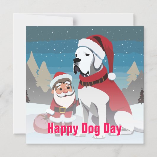 大きなデーンクリスマス マグネット招待状 (正面)