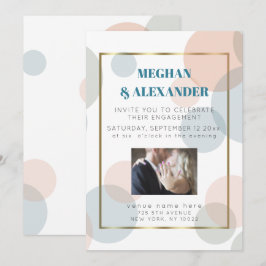 大きなドットのコンフェッティエンゲージメント写真フレーム 招待状