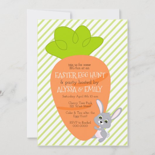 大きなニンジンのバニー招待状 招待状 (正面)