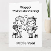 大きなハッピーバレンタインデー | カラーリングページ カード (正面)