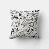 大きなハロウィンドゥードルズコレクション。手描きのビンタ クッション (裏面)