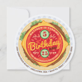 大きなハンバーガーの誕生日招待状 招待状