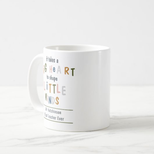 大きなハートおもしろいタイポグラフィ パーソナライズされた コーヒーマグカップ (正面左)