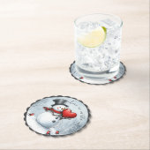 大きなハートで愛を届ける雪だるま ペーパーコースター (インサイチュ)