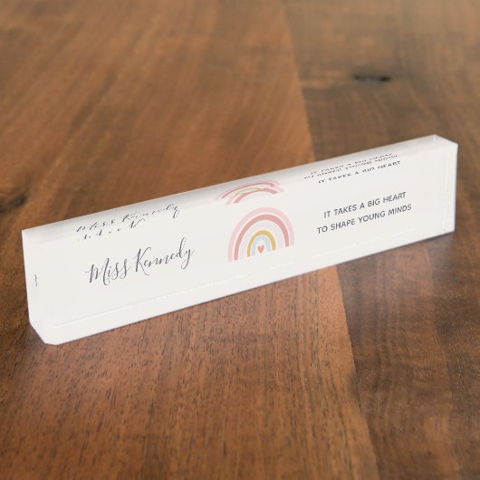 大きなハートで若者の心を形作る先生 デスクネームプレート (側面)