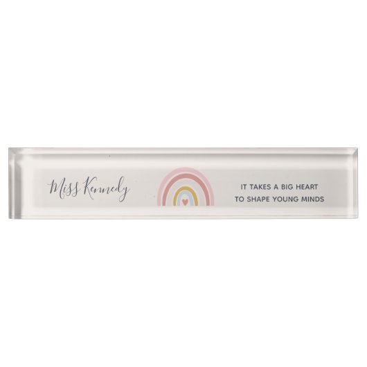 大きなハートで若者の心を形作る先生 デスクネームプレート (正面)