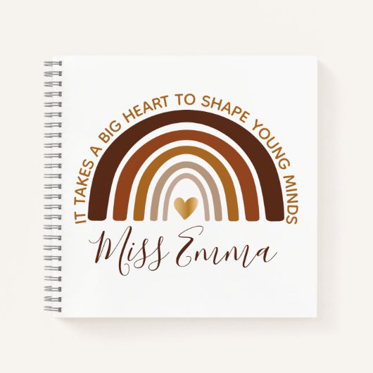 大きなハートで若者の心を形作る先生 ノートブック (正面)