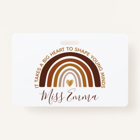 大きなハートで若者の心を形作る先生 バッジ (正面)