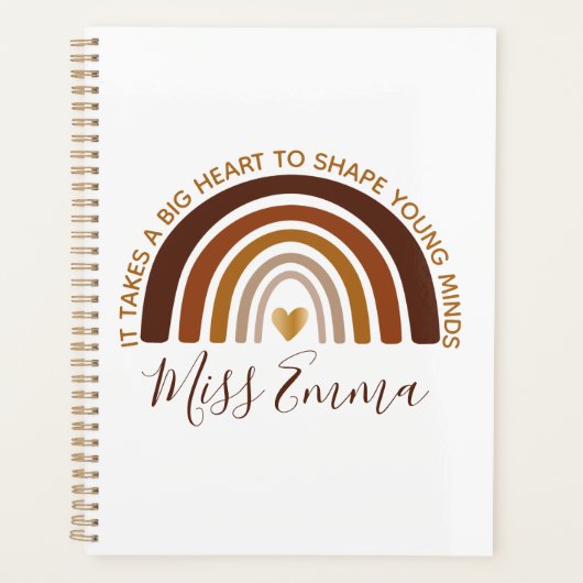 大きなハートで若者の心を形作る先生 プランナー手帳 (正面)