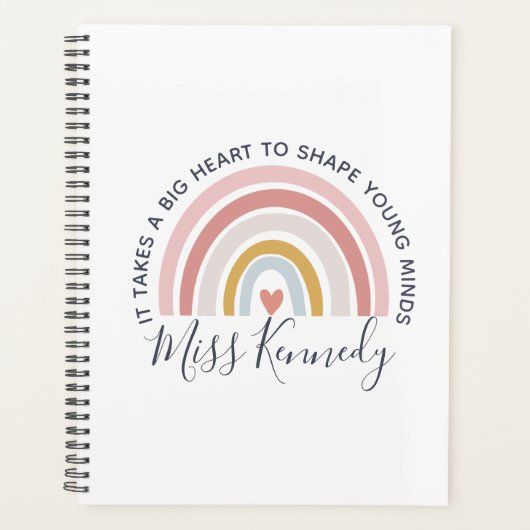 大きなハートで若者の心を形作る先生 プランナー手帳 (正面)