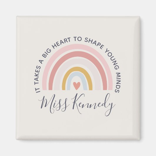 大きなハートで若者の心を形作る先生 マグネット (正面)