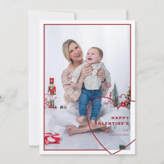 大きなハートとモダンデザインフォトカード シーズンカード (正面)