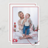 大きなハートとモダンデザインフォトカード シーズンカード (正面/裏面)