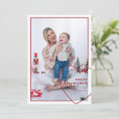 大きなハートとモダンデザインフォトカード シーズンカード (スタンド正面)