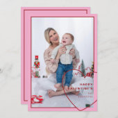 大きなハートとモダンデザインフォトカード シーズンカード (正面/裏面)