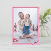 大きなハートとモダンデザインフォトカード シーズンカード (スタンド正面)