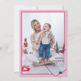 大きなハートとモダンデザインフォトカード シーズンカード