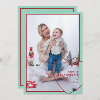 大きなハートとモダンデザインフォトカード シーズンカード