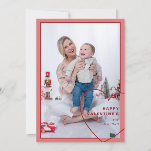 大きなハートとモダンデザインフォトカード シーズンカード (正面)