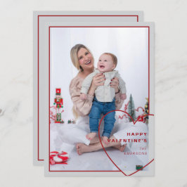 大きなハートとモダンデザインフォトカード シーズンカード