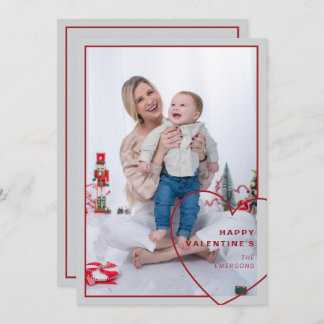 大きなハートとモダンデザインフォトカード シーズンカード