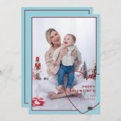 大きなハートとモダンデザインフォトカード シーズンカード (正面/裏面)