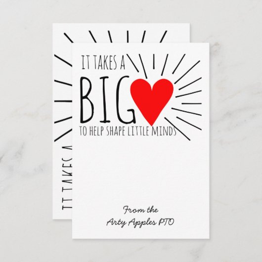 大きなハートを使って救済先生カードを形成する 招待状 (正面/裏面)