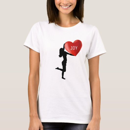 大きなハートを持つ女性のシルエット Tシャツ (正面)