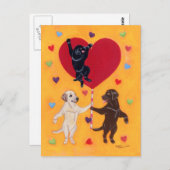 大きなハートラブラドール絵を描 ポストカード (正面/裏面)