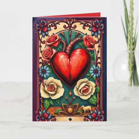 大きなハート折り札 ノートカード (正面)