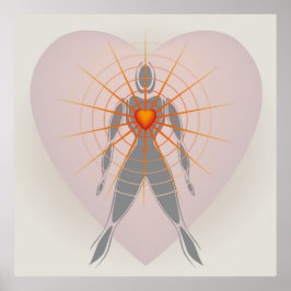 大きなハート放射光を有するヒト体 ポスター