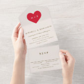 大きなハート オールインワン招待状 (貼ってはがせる)
