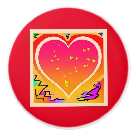 大きなハート セラミックノブ (正面)