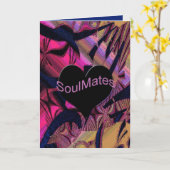 "大きなハート"抽象芸術ソウルメイトのグリーティングカード。* カード (黄色い花)