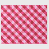大きなバッファローチェック、ストロベリーピンクと赤 ラッピングペーパー (フラット)