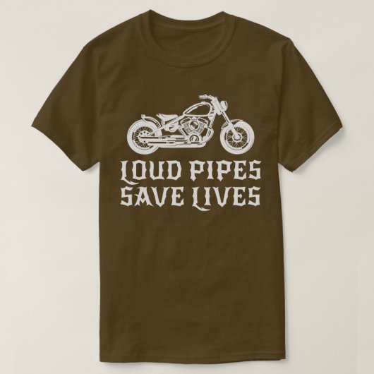 大きなパイプはバイクオートバイ乗りギフトを生きる Tシャツ (デザイン正面)