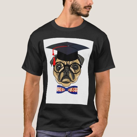 大きなパグの犬の卒業 Tシャツ (正面)