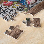 大きなパズルのオリジナルを木に投絵画票する ジグソーパズル (側面)