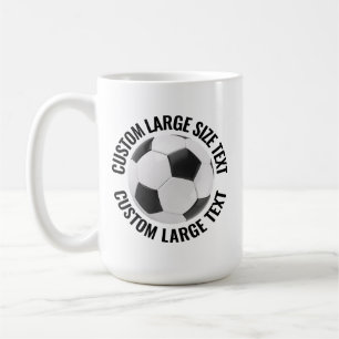 大きなパーソナライズされたテキストサッカーボール 15oz. カスタム コーヒーマグカップ