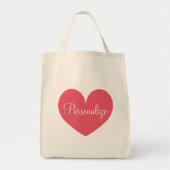 大きなパーソナライズされたピンクのハートの買い物袋 トートバッグ (正面)
