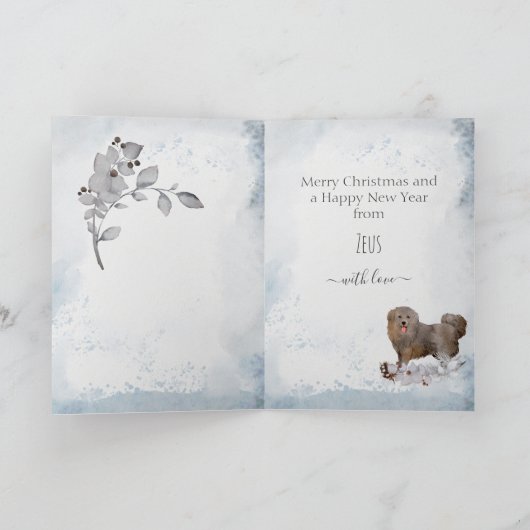 大きなパーソナライズされたフワフワの犬のバカワルクリスマス シーズンカード (内部)